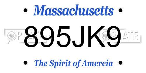895JK9 Massachusetts License Plate