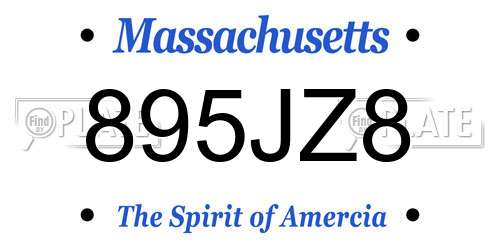 895JZ8 Massachusetts License Plate