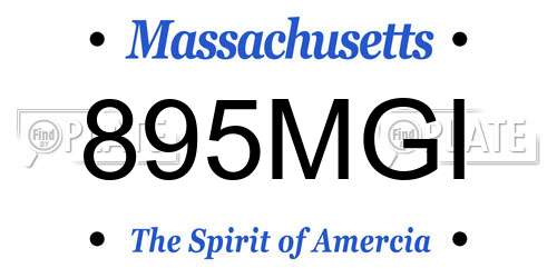 895MGI Massachusetts License Plate