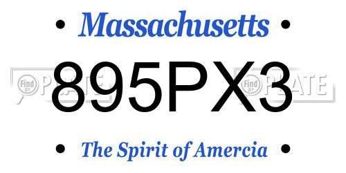 895PX3 Massachusetts License Plate