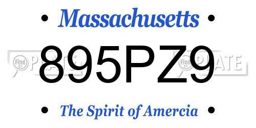 895PZ9 Massachusetts License Plate