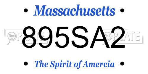 895SA2 Massachusetts License Plate
