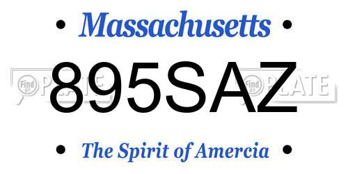 895SAZ Massachusetts License Plate