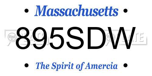 895SDW Massachusetts License Plate