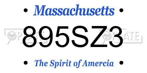 895SZ3 Massachusetts License Plate