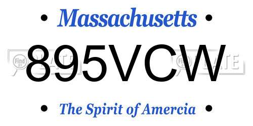 895VCW Massachusetts License Plate