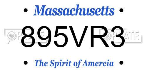 895VR3 Massachusetts License Plate