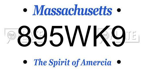 895WK9 Massachusetts License Plate