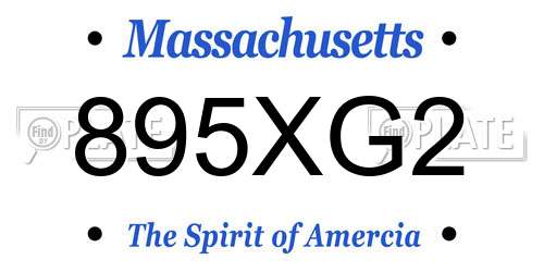 895XG2 Massachusetts License Plate