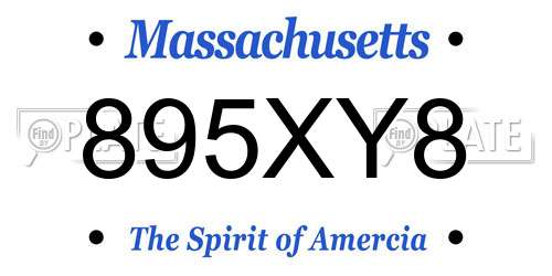 895XY8 Massachusetts License Plate