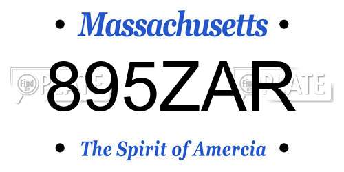 895ZAR Massachusetts License Plate