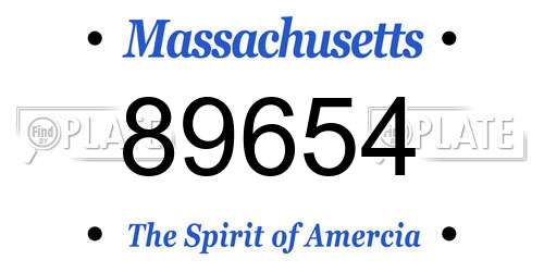 89654 Massachusetts License Plate