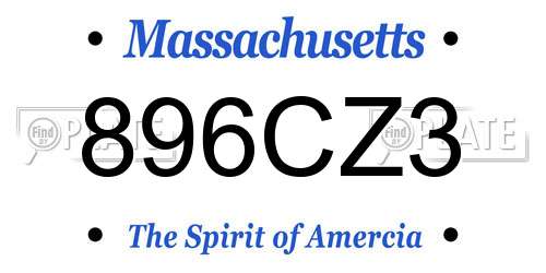 896CZ3 Massachusetts License Plate
