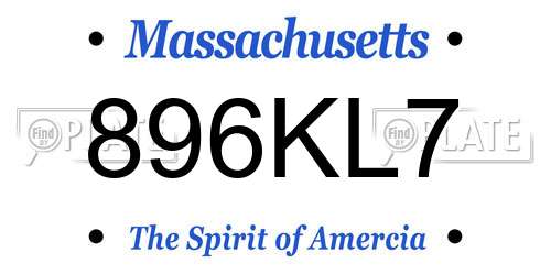 896KL7 Massachusetts License Plate