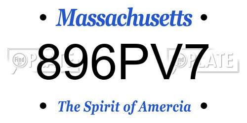 896PV7 Massachusetts License Plate