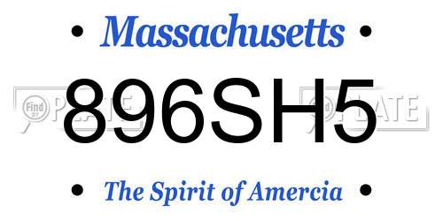 896SH5 Massachusetts License Plate