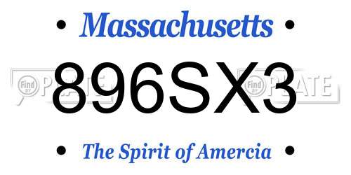 896SX3 Massachusetts License Plate