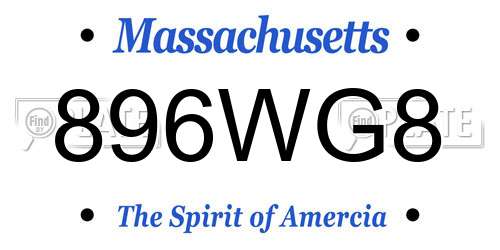 896WG8 Massachusetts License Plate