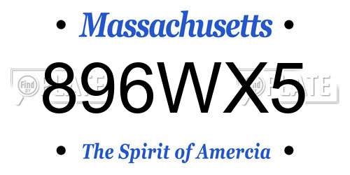 896WX5 Massachusetts License Plate