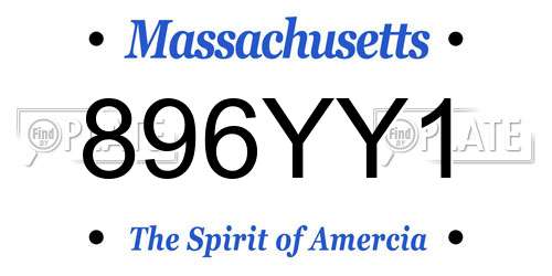 896YY1 Massachusetts License Plate