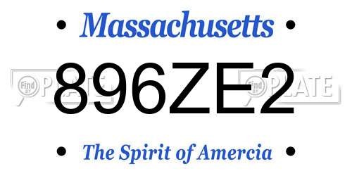 896ZE2 Massachusetts License Plate