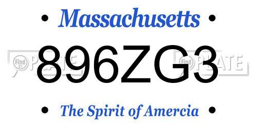 896ZG3 Massachusetts License Plate