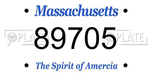 89705 Massachusetts License Plate