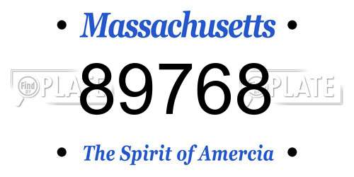 89768 Massachusetts License Plate