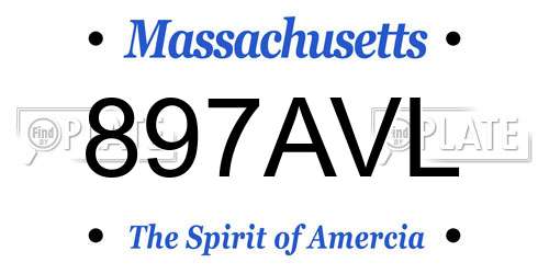 897AVL Massachusetts License Plate