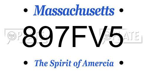 897FV5 Massachusetts License Plate