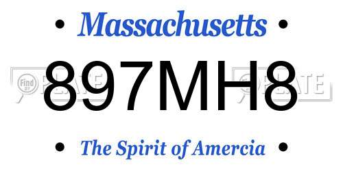 897MH8 Massachusetts License Plate