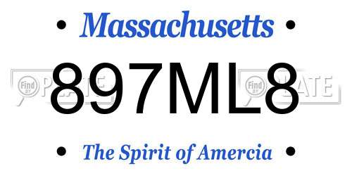 897ML8 Massachusetts License Plate