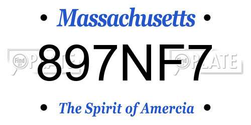 897NF7 Massachusetts License Plate