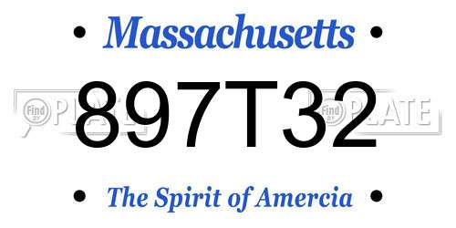 897T32 Massachusetts License Plate