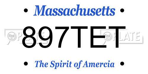 897TET Massachusetts License Plate