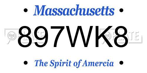 897WK8 Massachusetts License Plate
