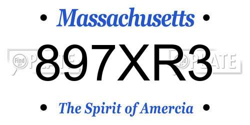 897XR3 Massachusetts License Plate