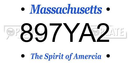 897YA2 Massachusetts License Plate