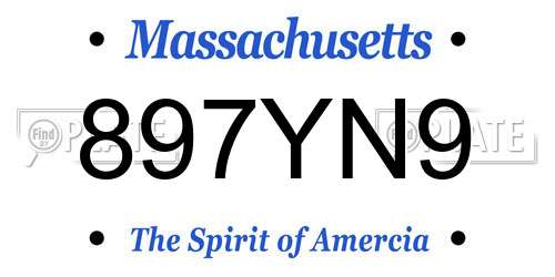 897YN9 Massachusetts License Plate