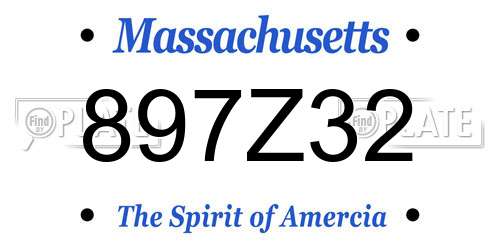 897Z32 Massachusetts License Plate