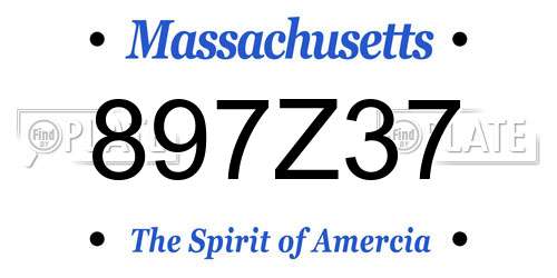897Z37 Massachusetts License Plate