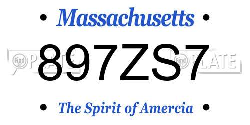 897ZS7 Massachusetts License Plate