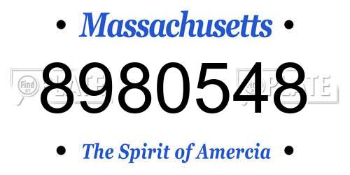 8980548 Massachusetts License Plate