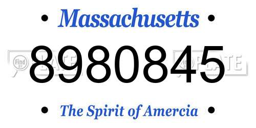 8980845 Massachusetts License Plate