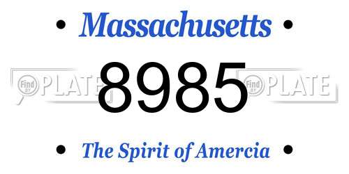 8985 Massachusetts License Plate