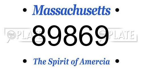 89869 Massachusetts License Plate