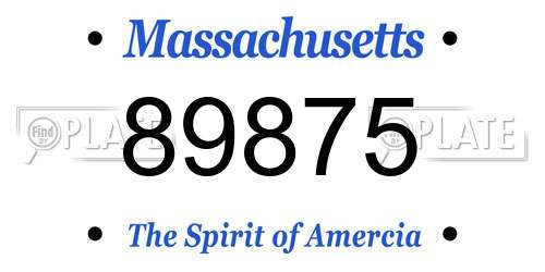 89875 Massachusetts License Plate