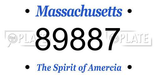 89887 Massachusetts License Plate