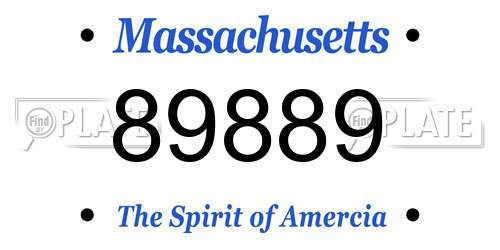 89889 Massachusetts License Plate