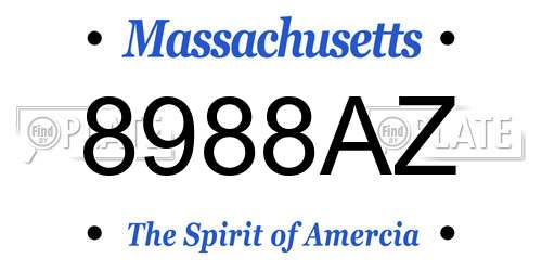 8988AZ Massachusetts License Plate